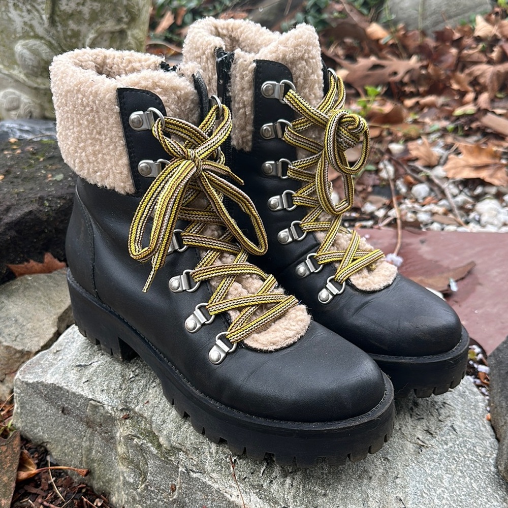 Black and Tan fur Women's Hiking Boots Steve Madden